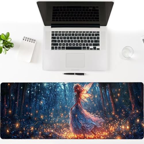 Gaming Mauspad XXL 1400x600x3mm, Wald Anti -Rutsch Mousepad XXL, Elfen groß Schreibtischunterlage, Waschbares, Rutschfeste Gummibasis, Mauspad mit Nähten an Den Kanten für PC, Maus und Tastatur -36874 Bild 3