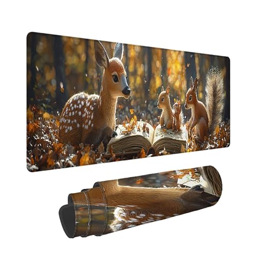 Gaming Mauspad XXL 1600x800x3mm, Wald Anti -Rutsch Mousepad XXL, Tier groß Schreibtischunterlage, Waschbares, rutschfeste Gummibasis, Mauspad mit Nähten an Den Kanten für PC, Maus und Tastatur -36878 Bild 1