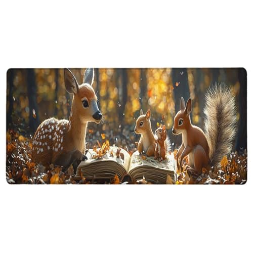 Gaming Mauspad XXL 1600x800x3mm, Wald Anti -Rutsch Mousepad XXL, Tier groß Schreibtischunterlage, Waschbares, rutschfeste Gummibasis, Mauspad mit Nähten an Den Kanten für PC, Maus und Tastatur -36878 Bild 2