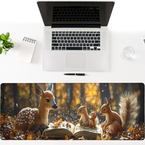 Gaming Mauspad XXL 1600x800x3mm, Wald Anti -Rutsch Mousepad XXL, Tier groß Schreibtischunterlage, Waschbares, rutschfeste Gummibasis, Mauspad mit Nähten an Den Kanten für PC, Maus und Tastatur -36878 Bild 3