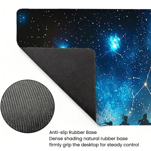 Gaming Mauspad XXL 1400x600x3mm, Sternenhimmel Anti -Rutsch Mousepad XXL, Landschaft groß Schreibtischunterlage, Waschbares, rutschfeste Gummibasis, Nähten an Den Kanten für PC, Maus -36882 Bild 4