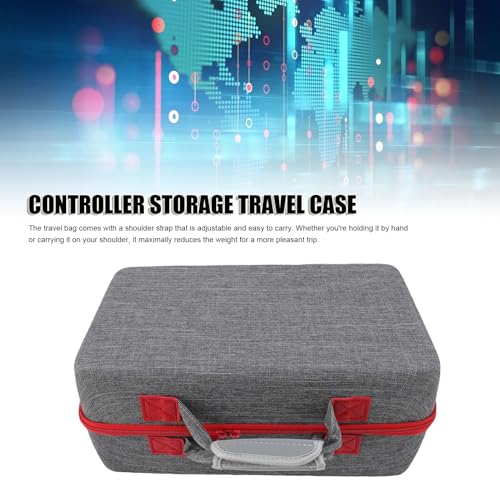 CHEOTIME Hartschalen-Tragetasche passend für Slim-Konsole, große Speicherkapazität, schützende Reisetasche für Headset-USB-Kabel mit Schultergurt (Grey) Bild 2