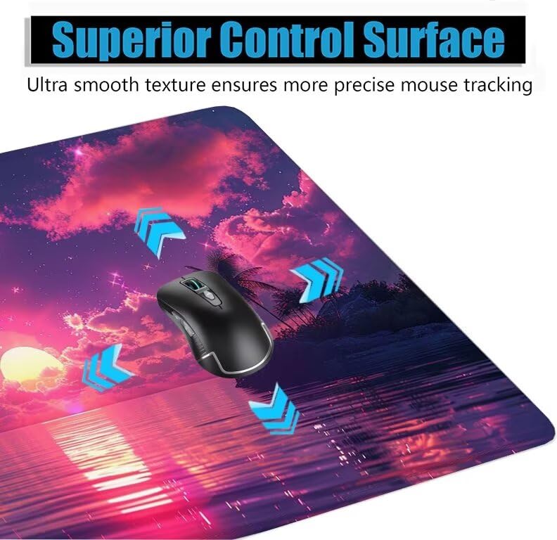 Schreibtischunterlage Rosa Mauspad XXL 150x80cm Mousepad Wolken Gaming Mauspad mit Nicht rutschender Unterlage, Vernähte Kanten WassXerdicht Anti-Rutsch Maus Pad für Laptop, Office Geschenke F0-1013 Bild 5