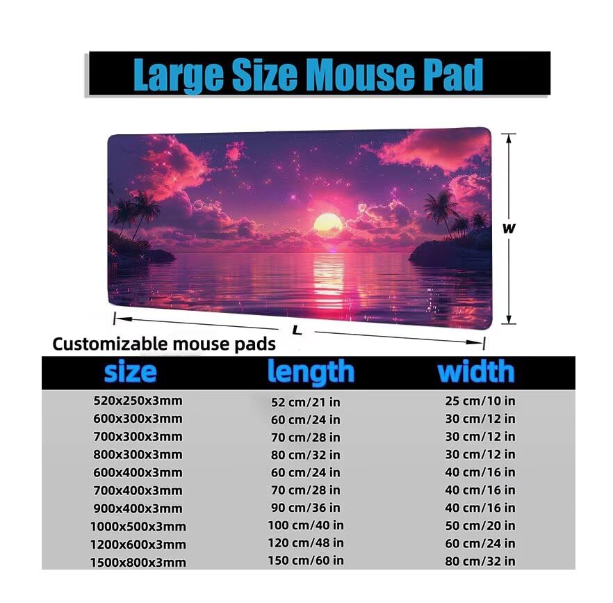 Schreibtischunterlage Rosa Mauspad XXL 150x80cm Mousepad Wolken Gaming Mauspad mit Nicht rutschender Unterlage, Vernähte Kanten WassXerdicht Anti-Rutsch Maus Pad für Laptop, Office Geschenke F0-1013 Bild 6