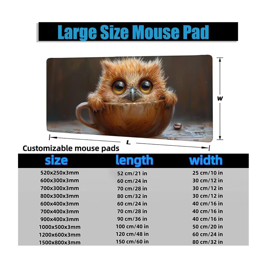 Schreibtischunterlage Tiere Mauspad XXL 120x60cm Mousepad Retro Gaming Mauspad mit Nicht rutschender Unterlage, Vernähte Kanten WassXerdicht Anti-Rutsch Maus Pad für Laptop, Office Geschenke F0-1022 Bild 6