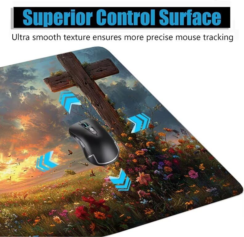 Schreibtischunterlage Weiß Mauspad XXL 120x60cm Mousepad Wolke Gaming Mauspad mit Nicht rutschender Unterlage, Vernähte Kanten WassXerdicht Anti-Rutsch Maus Pad für Laptop, Office Geschenke F0-1016 Bild 5