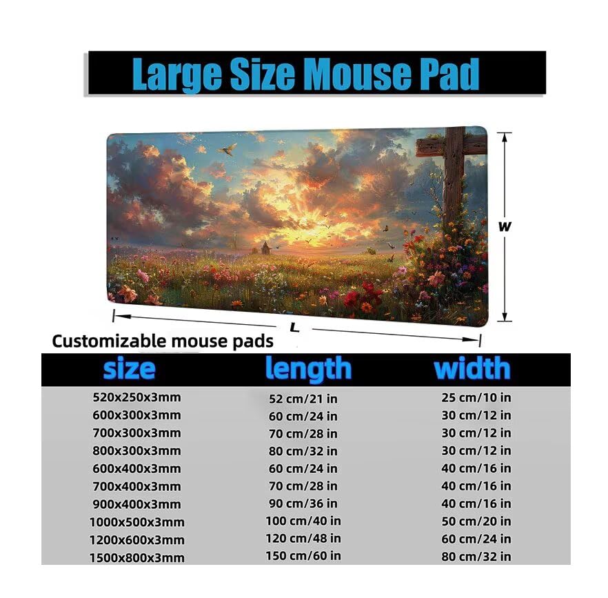 Schreibtischunterlage Weiß Mauspad XXL 120x60cm Mousepad Wolke Gaming Mauspad mit Nicht rutschender Unterlage, Vernähte Kanten WassXerdicht Anti-Rutsch Maus Pad für Laptop, Office Geschenke F0-1016 Bild 6