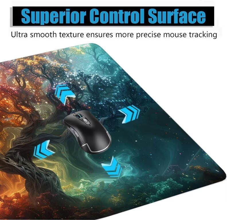 Schreibtischunterlage Baum Mauspad XXL 120x60cm Mousepad Orange Farbe Gaming Mauspad mit Nicht rutschender Unterlage, Vernähte Kanten WassXerdicht Anti-Rutsch Maus Pad für PC, MacBook, Laptop F0-1010 Bild 5