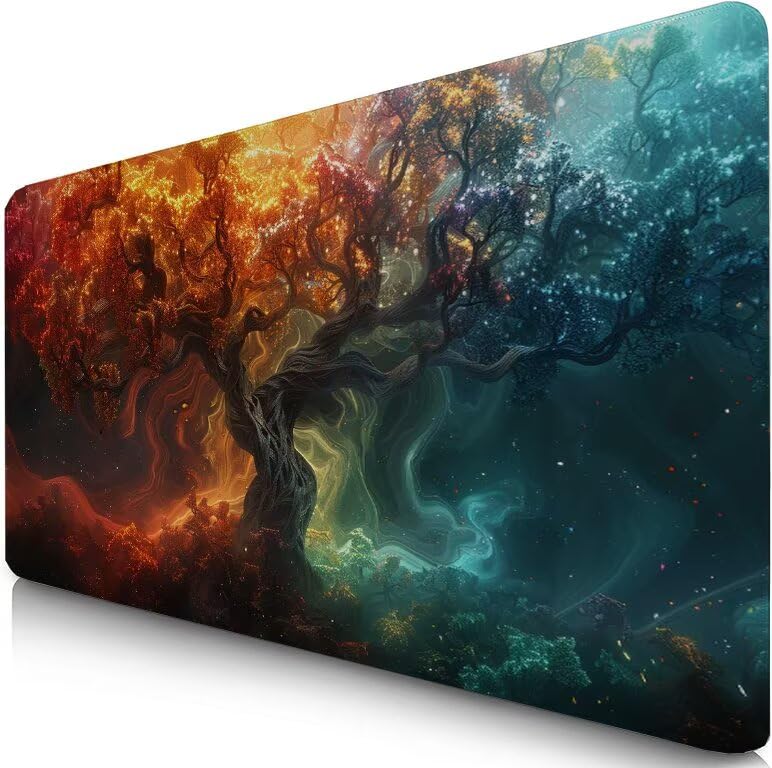 Schreibtischunterlage Baum Mauspad XXL 150x80cm Mousepad Orange Farbe Gaming Mauspad mit Nicht rutschender Unterlage, Vernähte Kanten WassXerdicht Anti-Rutsch Maus Pad für PC, MacBook, Laptop F0-1010 Bild 1
