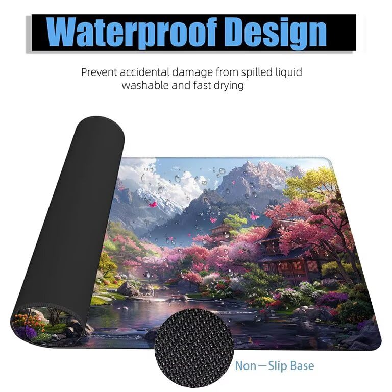 Schreibtischunterlage Berg Mauspad XXL 100x50cm Mousepad Baum Gaming Mauspad mit Nicht rutschender Unterlage, Vernähte Kanten WassXerdicht Anti-Rutsch Maus Pad für Laptop, Office Geschenke F0-1004 Bild 4