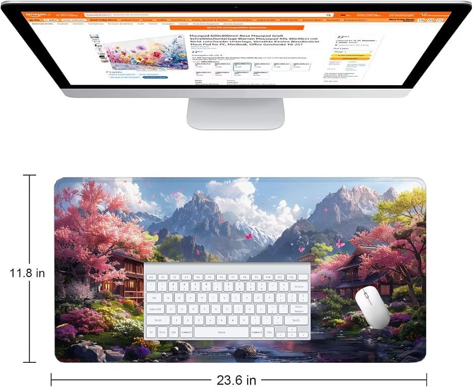 Schreibtischunterlage Berg Mauspad XXL 120x60cm Mousepad Baum Gaming Mauspad mit Nicht rutschender Unterlage, Vernähte Kanten WassXerdicht Anti-Rutsch Maus Pad für Laptop, Office Geschenke F0-1004 Bild 2