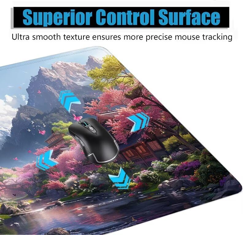 Schreibtischunterlage Berg Mauspad XXL 120x60cm Mousepad Baum Gaming Mauspad mit Nicht rutschender Unterlage, Vernähte Kanten WassXerdicht Anti-Rutsch Maus Pad für Laptop, Office Geschenke F0-1004 Bild 5