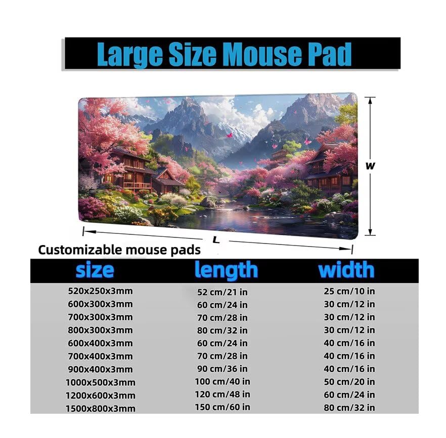 Schreibtischunterlage Berg Mauspad XXL 120x60cm Mousepad Baum Gaming Mauspad mit Nicht rutschender Unterlage, Vernähte Kanten WassXerdicht Anti-Rutsch Maus Pad für Laptop, Office Geschenke F0-1004 Bild 6