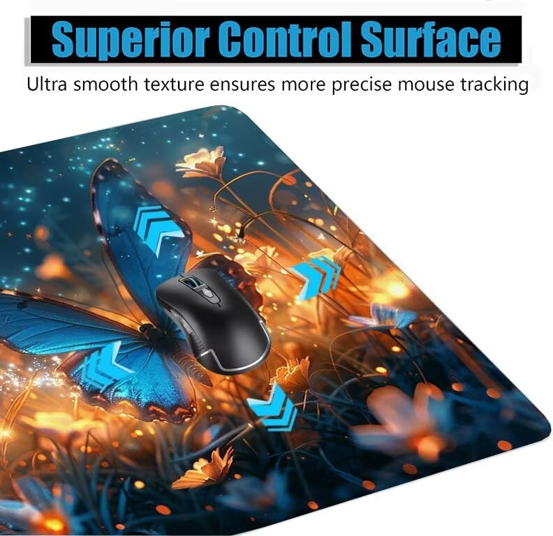 Schreibtischunterlage Schmetterling Mauspad XXL 150x80cm Mousepad Tiere Gaming Mauspad mit Nicht rutschender Unterlage, Vernähte Kanten WassXerdicht Anti-Rutsch Maus Pad für MacBook, Office F0-1025 Bild 5