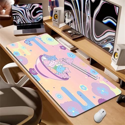 Tastaturunterlage, Mauspad mit Cartoon-Tieren, vernähten Kanten, Rutschfester Unterseite, ideal for Tastatur, Maus und Gaming im Homeoffice(800x400x2mm) Bild 1