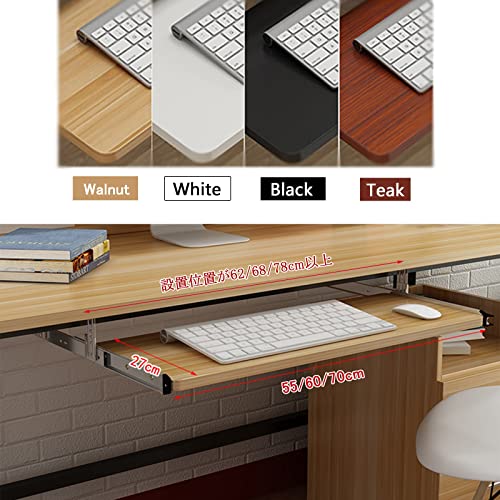 Verstellbare Ablage für Tastatur und Maus, ausziehbares Holzregal, 54/60/70 cm, einfache Installation, für Home Office und Gaming de Bild 3
