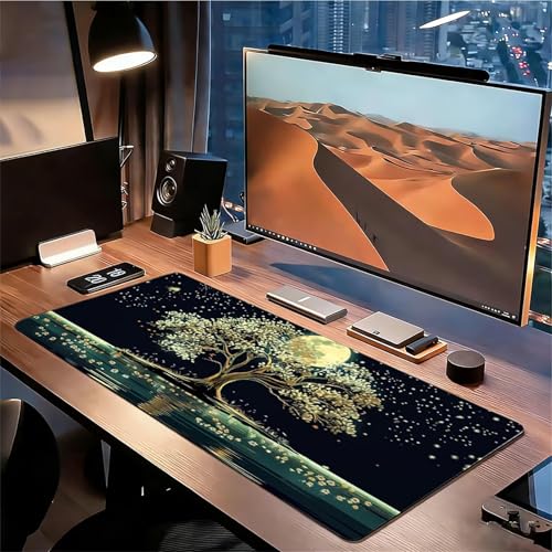Gaming Mauspad XXL 1600x800x3mm Schwarz Mousepad, Große Speed rutschfeste Schreibtischunterlage Mond Verbessert Präzision und Geschwindigkeit mit Stoßdämpfung für Tastatur und Maus Homeoffice xg-932 Bild 3