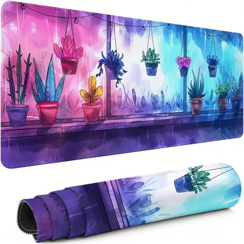 Gaming Mauspad XXL 600x300x3mm Blume Mousepad, Große Speed rutschfeste Schreibtischunterlage Anlage Verbessert Präzision und Geschwindigkeit mit Stoßdämpfung für Tastatur und Maus Homeoffice xg-944 Bild 1