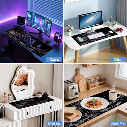 Gaming Mauspad XXL 600x300x3mm Kleinstadt Mousepad, Große Speed rutschfeste Schreibtischunterlage Kleiner Fluss Verbessert Präzision und Geschwindigkeit mit Stoßdämpfung für Tastatur und Maus xg-926 Bild 7