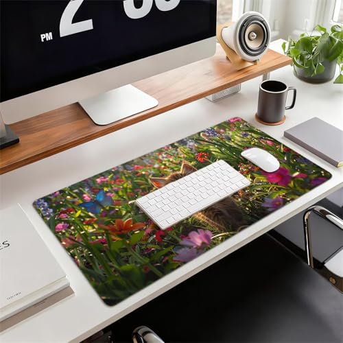 Gaming Mauspad XXL 800x400x3mm Tier Mousepad, Große Speed rutschfeste Schreibtischunterlage Blumen Verbessert Präzision und Geschwindigkeit mit Stoßdämpfung für Tastatur und Maus Homeoffice xg-914 Bild 2