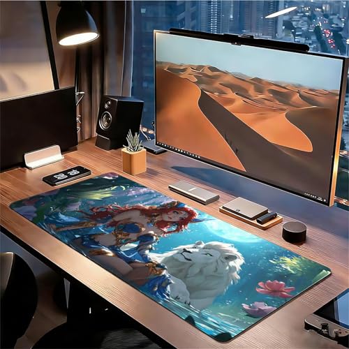Gaming Mauspad XXL 1600x800x3mm Karikatur Mousepad, Große Speed Rutschfeste Schreibtischunterlage Löwe Verbessert Präzision und Geschwindigkeit mit Stoßdämpfung für Tastatur und Maus Homeoffice xg-902 Bild 3