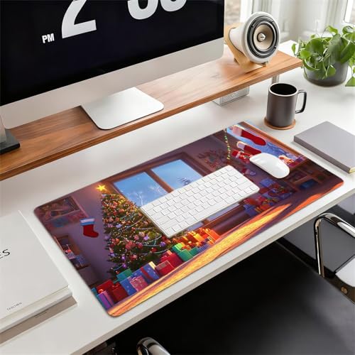 Gaming Mauspad XXL 1000x500x3mm Weihnachtsbaum Mousepad, Große Speed rutschfeste Schreibtischunterlage Festival Verbessert Präzision und Geschwindigkeit mit Stoßdämpfung für Tastatur und Maus xg-941 Bild 2