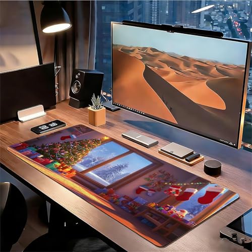 Gaming Mauspad XXL 1000x500x3mm Weihnachtsbaum Mousepad, Große Speed rutschfeste Schreibtischunterlage Festival Verbessert Präzision und Geschwindigkeit mit Stoßdämpfung für Tastatur und Maus xg-941 Bild 3