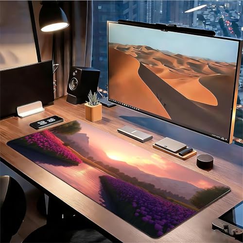 Gaming Mauspad XXL 1200x600x3mm Blume Mousepad, Große Speed rutschfeste Schreibtischunterlage Landschaft Verbessert Präzision und Geschwindigkeit mit Stoßdämpfung für Tastatur Maus Homeoffice xg-911 Bild 3