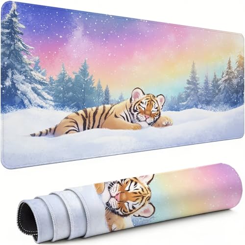 Gaming Mauspad XXL 1600x800x3mm Weiß Mousepad, Große Speed rutschfeste Schreibtischunterlage Winter Verbessert Präzision und Geschwindigkeit mit Stoßdämpfung für Tastatur und Maus Homeoffice xg-935 Bild 1