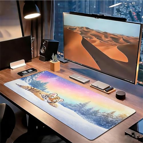 Gaming Mauspad XXL 1600x800x3mm Weiß Mousepad, Große Speed rutschfeste Schreibtischunterlage Winter Verbessert Präzision und Geschwindigkeit mit Stoßdämpfung für Tastatur und Maus Homeoffice xg-935 Bild 3