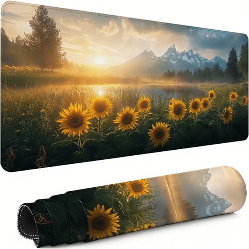Mauspad XXL 1600x800x3mm Anlage Schreibtischunterlage Rutschfest Wasserdicht Sonnenblume mit Gummiunterseite, Geräuscharm für Ergonomisches Arbeiten am Schreibtisch für Gaming, Homeoffice, Büro xg-904 Bild 1