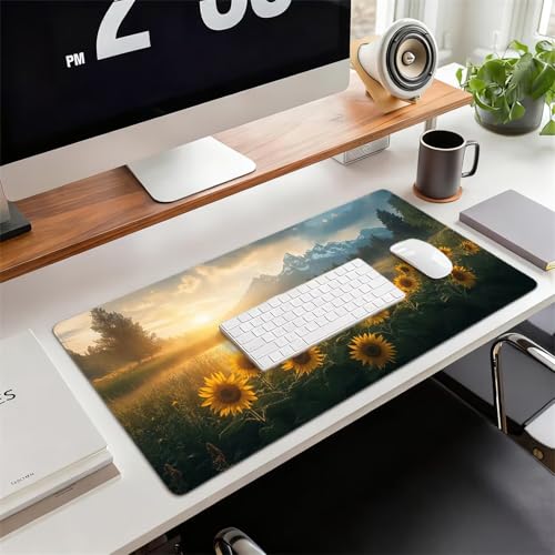 Mauspad XXL 1600x800x3mm Anlage Schreibtischunterlage Rutschfest Wasserdicht Sonnenblume mit Gummiunterseite, Geräuscharm für Ergonomisches Arbeiten am Schreibtisch für Gaming, Homeoffice, Büro xg-904 Bild 2