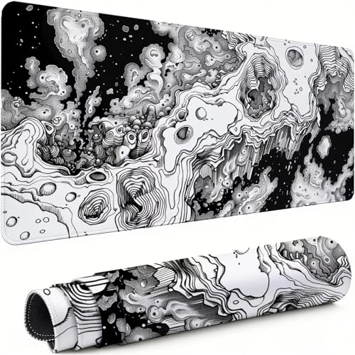 Gaming Mauspad XXL 1200x600x3mm Weiß Mousepad, Große Speed rutschfeste Schreibtischunterlage Schwarz Verbessert Präzision und Geschwindigkeit mit Stoßdämpfung für Tastatur und Maus Homeoffice xg-950 Bild 1