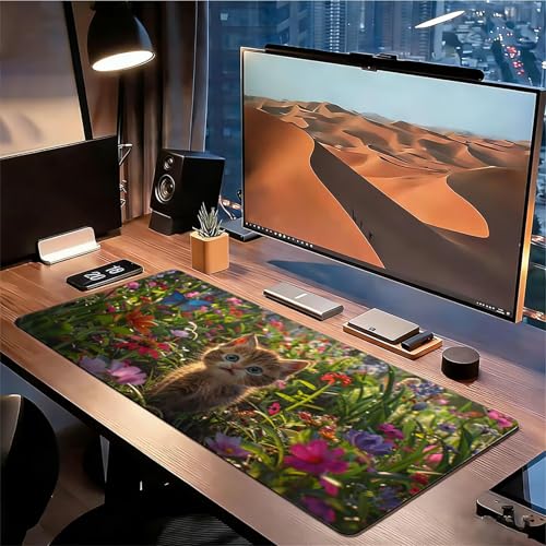 Gaming Mauspad XXL 1400x600x3mm Tier Mousepad, Große Speed rutschfeste Schreibtischunterlage Blumen Verbessert Präzision und Geschwindigkeit mit Stoßdämpfung für Tastatur und Maus Homeoffice xg-914 Bild 3
