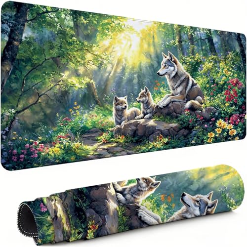 Gaming Mauspad XXL 1600x800x3mm Tier Mousepad, Große Speed rutschfeste Schreibtischunterlage Wald Verbessert Präzision und Geschwindigkeit mit Stoßdämpfung für Tastatur und Maus Homeoffice xg-929 Bild 1