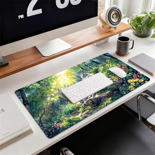 Gaming Mauspad XXL 1600x800x3mm Tier Mousepad, Große Speed rutschfeste Schreibtischunterlage Wald Verbessert Präzision und Geschwindigkeit mit Stoßdämpfung für Tastatur und Maus Homeoffice xg-929 Bild 2