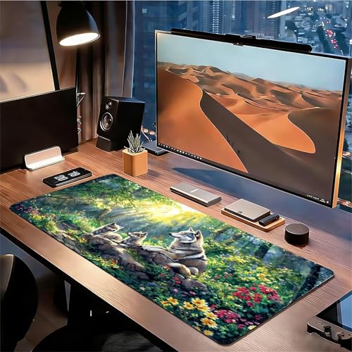 Gaming Mauspad XXL 1600x800x3mm Tier Mousepad, Große Speed rutschfeste Schreibtischunterlage Wald Verbessert Präzision und Geschwindigkeit mit Stoßdämpfung für Tastatur und Maus Homeoffice xg-929 Bild 3