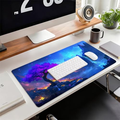 Gaming Mauspad XXL 1200x600x3mm Blau Mousepad, Große Speed rutschfeste Schreibtischunterlage Baum Verbessert Präzision und Geschwindigkeit mit Stoßdämpfung für Tastatur und Maus Homeoffice xg-923 Bild 2