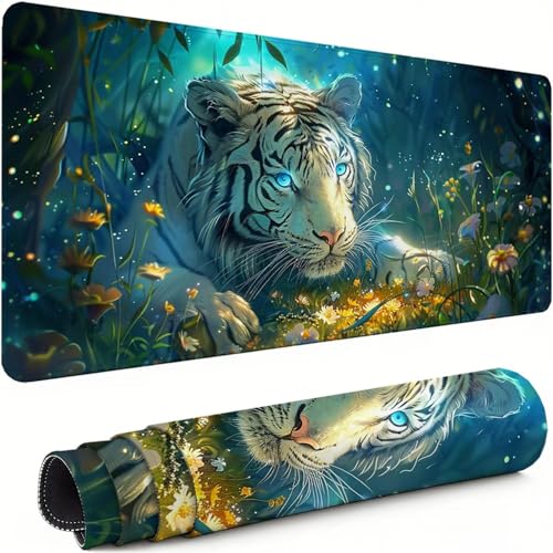 Gaming Mauspad XXL 1200x600x3mm Tiger Mousepad, Große Speed rutschfeste Schreibtischunterlage Wald Verbessert Präzision und Geschwindigkeit mit Stoßdämpfung für Tastatur und Maus Homeoffice xg-938 Bild 1