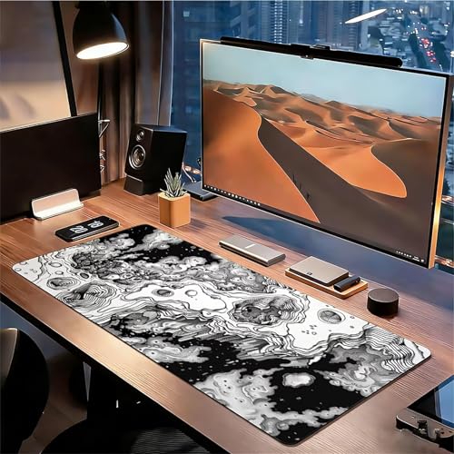 Gaming Mauspad XXL 600x300x3mm Weiß Mousepad, Große Speed rutschfeste Schreibtischunterlage Schwarz Verbessert Präzision und Geschwindigkeit mit Stoßdämpfung für Tastatur und Maus Homeoffice xg-950 Bild 3