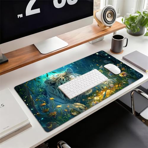 Gaming Mauspad XXL 900x400x3mm Tiger Mousepad, Große Speed rutschfeste Schreibtischunterlage Wald Verbessert Präzision und Geschwindigkeit mit Stoßdämpfung für Tastatur und Maus Homeoffice xg-938 Bild 2