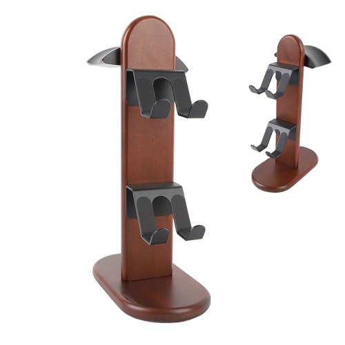 Asixxsix Controller-Halter, Walnussholz, Gaming-Controller-Ständer mit Kopfhörerhalter, Gaming-Ausrüstung, Schreibtisch-Organizer für 3 oder 1 Headset, 2 Bild 1