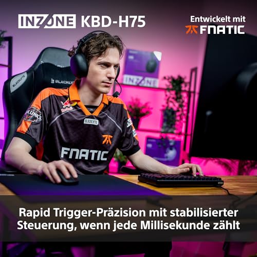 Sony INZONE KBD-H75 Gaming-Tastatur – schnelle Auslösung, Magnetschalter, einstellbare Betätigung, 75% TKL, 8000 Hz Abtastrate, RGB, Gasket Mount, Aluminiumgehäuse, PC FPS, QWERTZ DE-Layout – Schwarz Bild 3