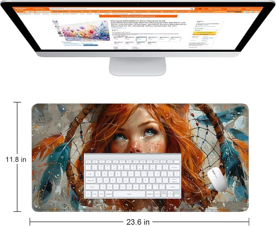 Schreibtischunterlage Traumfänger Mauspad XXL 150x80cm Mousepad Mädchen Gaming Mauspad mit Nicht rutschender Unterlage, Vernähte Kanten WassXerdicht Anti-Rutsch Maus Pad für MacBook, Office F0-1046 Bild 2