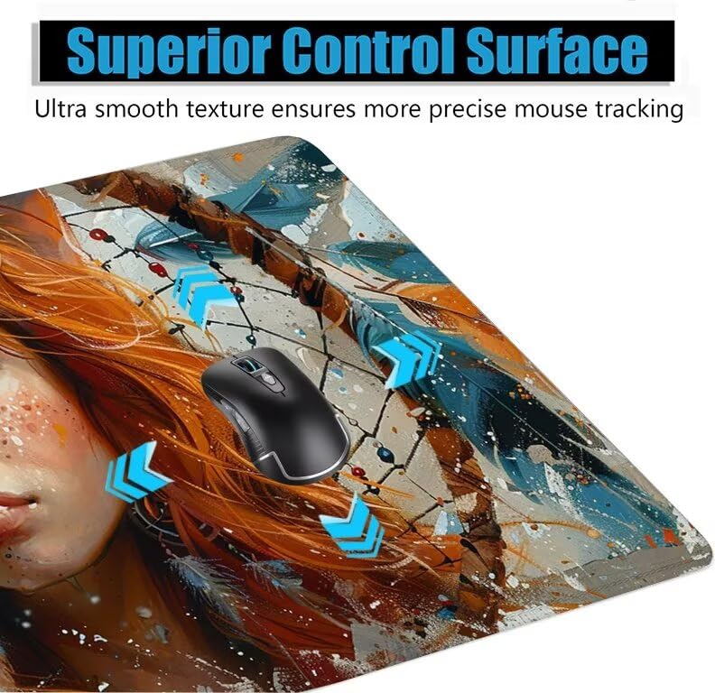 Schreibtischunterlage Traumfänger Mauspad XXL 150x80cm Mousepad Mädchen Gaming Mauspad mit Nicht rutschender Unterlage, Vernähte Kanten WassXerdicht Anti-Rutsch Maus Pad für MacBook, Office F0-1046 Bild 5