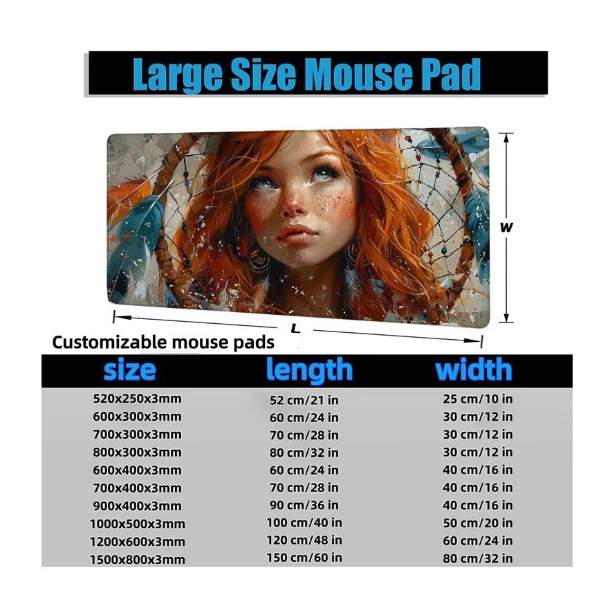 Schreibtischunterlage Traumfänger Mauspad XXL 150x80cm Mousepad Mädchen Gaming Mauspad mit Nicht rutschender Unterlage, Vernähte Kanten WassXerdicht Anti-Rutsch Maus Pad für MacBook, Office F0-1046 Bild 6