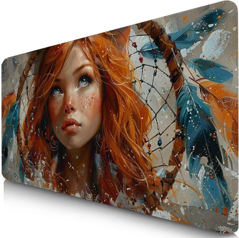 Schreibtischunterlage Traumfänger Mauspad XXL 120x60cm Mousepad Mädchen Gaming Mauspad mit Nicht rutschender Unterlage, Vernähte Kanten WassXerdicht Anti-Rutsch Maus Pad für MacBook, Office F0-1046 Bild 1