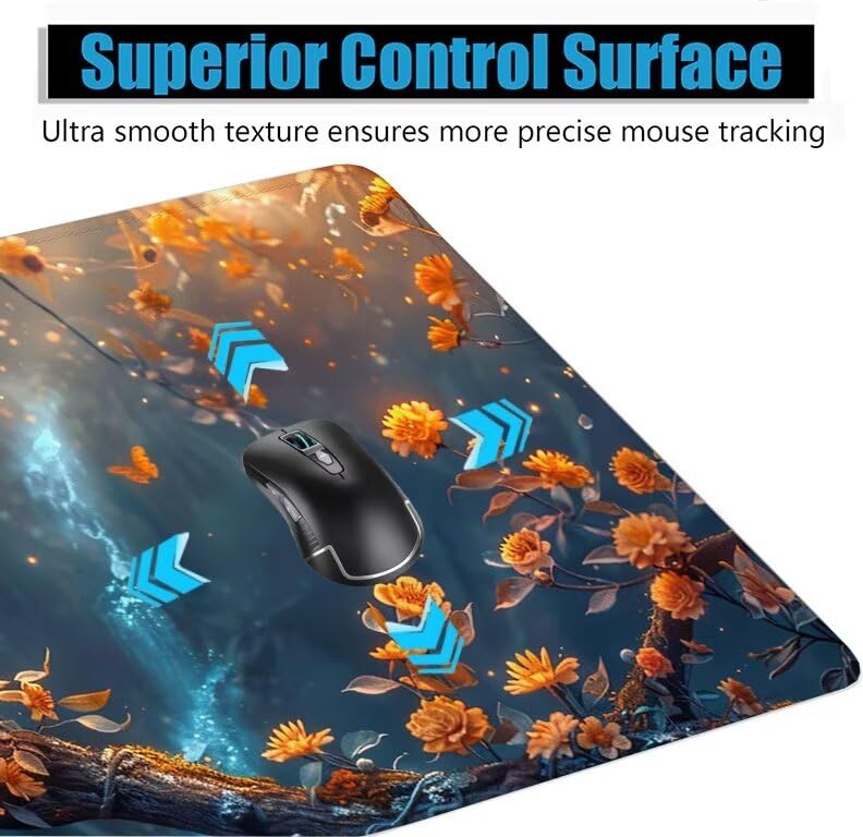 Schreibtischunterlage Eule Mauspad XXL 150x80cm Mousepad Fallen Gaming Mauspad mit Nicht rutschender Unterlage, Vernähte Kanten WassXerdicht Anti-Rutsch Maus Pad für Laptop, Office Geschenke F0-1037 Bild 5