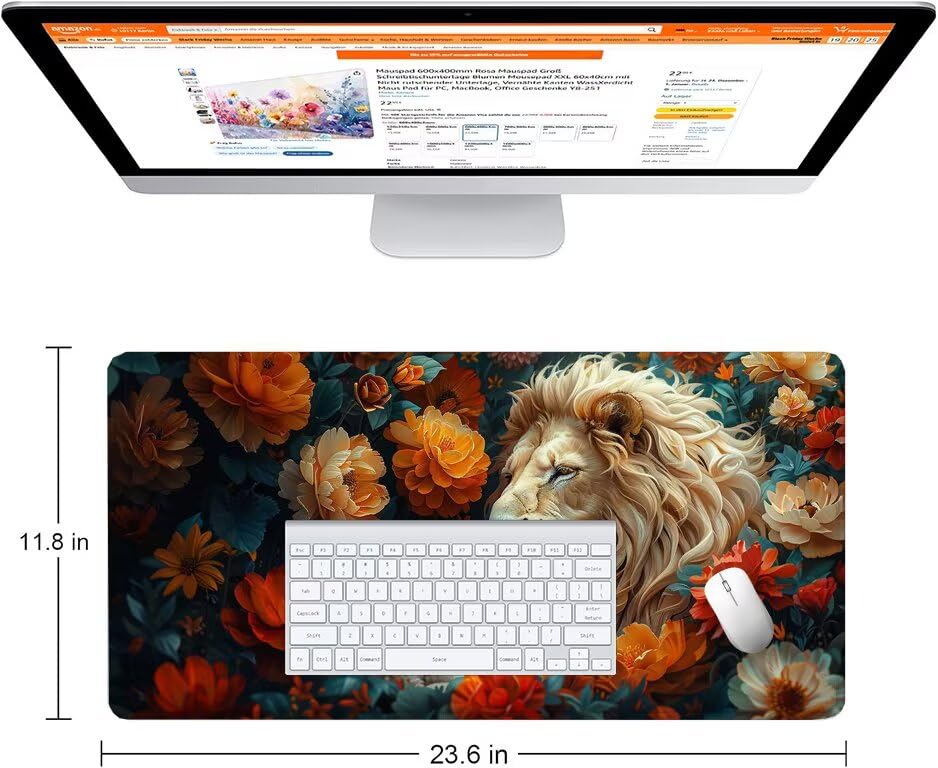 Schreibtischunterlage Löwe Mauspad XXL 150x80cm Mousepad Schaf Gaming Mauspad mit Nicht rutschender Unterlage, Vernähte Kanten WassXerdicht Anti-Rutsch Maus Pad für Laptop, Office Geschenke F0-1049 Bild 2