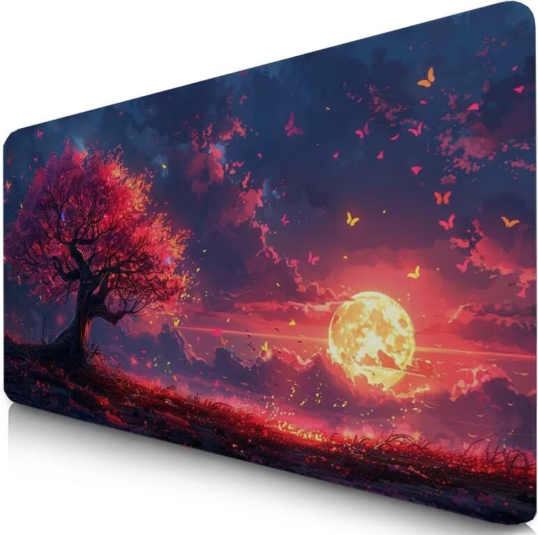Schreibtischunterlage Rot Mauspad XXL 150x80cm Mousepad Anlage Gaming Mauspad mit Nicht rutschender Unterlage, Vernähte Kanten WassXerdicht Anti-Rutsch Maus Pad für Laptop, Office Geschenke F0-1040 Bild 1